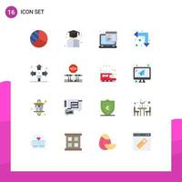 Mobile Interface Flat Color Set of 16 Pictograms of user direction javascript down arrows Editable Pack of Creative Vector Design Elements