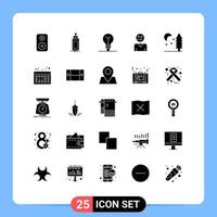 Universal Icon Symbols Group of 25 Modern Solid Glyphs of night supporter bulb support people Editable Vector Design Elements