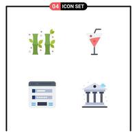 Group of 4 Modern Flat Icons Set for bamboo form gree beverage sitemap Editable Vector Design Elements