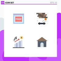 Editable Vector Line Pack of 4 Simple Flat Icons of free access finance free game dollar Editable Vector Design Elements