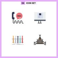 Mobile Interface Flat Icon Set of 4 Pictograms of call shipping contact delivery business Editable Vector Design Elements