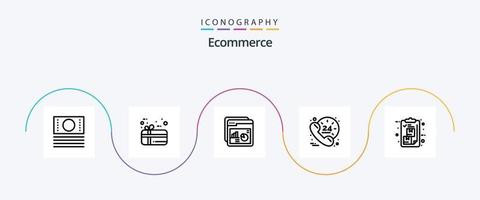 paquete de iconos de la línea 5 de comercio electrónico que incluye la entrega. caja. índice. apoyo. llamada vector