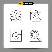 4 User Interface Line Pack of modern Signs and Symbols of arrow minidisc save email technology Editable Vector Design Elements