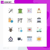 Universal Icon Symbols Group of 16 Modern Flat Colors of shopping bag heart thanksgiving feelings care Editable Pack of Creative Vector Design Elements