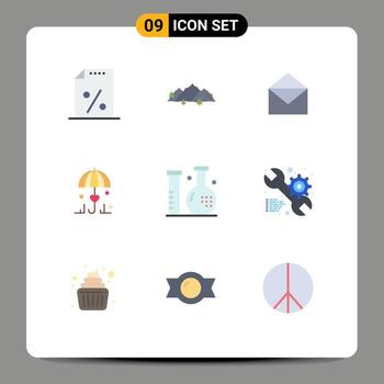 conjunto de 9 iconos de interfaz de usuario modernos símbolos signos para enfermedad árbol seguro paraguas elementos de diseño vectorial editables abiertos vector