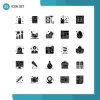 Set of 25 Modern UI Icons Symbols Signs for construction element business spa secure Editable Vector Design Elements