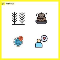 4 iconos creativos signos y símbolos modernos de cereales negocio decoración de cumpleaños oficina elementos de diseño vectorial editables vector