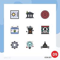 conjunto de 9 iconos de interfaz de usuario modernos signos de símbolos para dais tablero de internet calendario cibernético elementos de diseño vectorial editables vector