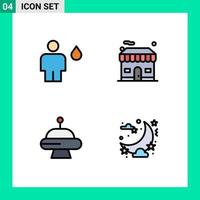 paquete de iconos de vector de stock de 4 signos y símbolos de línea para elementos de diseño de vector editables de ovni de tienda de bomberos de abducción de avatar