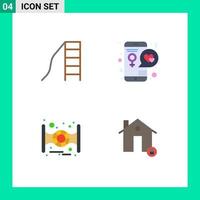 Set of 4 Modern UI Icons Symbols Signs for baby space slide love star wars Editable Vector Design Elements