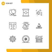 Pictogram Set of 9 Simple Outlines of phone call back app tool Editable Vector Design Elements