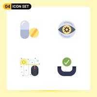 Universal Icon Symbols Group of 4 Modern Flat Icons of drug pay tablet money cash Editable Vector Design Elements