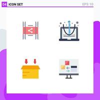 Pack of 4 Modern Flat Icons Signs and Symbols for Web Print Media such as distribution box pp computer open Editable Vector Design Elements