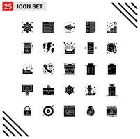 Pictogram Set of 25 Simple Solid Glyphs of report four user document supermarket Editable Vector Design Elements