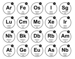 20 Preiodic table of the elements Icon Pack Design vector