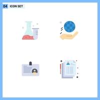 Mobile Interface Flat Icon Set of 4 Pictograms of flask user science globe id Editable Vector Design Elements