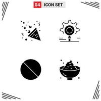 User Interface Pack of 4 Basic Solid Glyphs of celebration forbidden love search dinner Editable Vector Design Elements