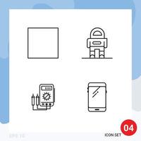 paquete de iconos de vector de stock de 4 signos y símbolos de línea para elementos de diseño de vector editables de teléfono de voltímetro de robot digital de pantalla completa