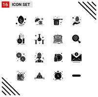 paquete de iconos vectoriales de stock de 16 signos y símbolos de línea para el análisis de la naturaleza para hornear a mano que mide elementos de diseño vectorial editables vector