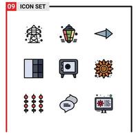 Pictogram Set of 9 Simple Filledline Flat Colors of autumn locker decoration money grid Editable Vector Design Elements