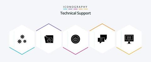 Technical Support 25 Glyph icon pack including computer. discuss. eye. customer. bubbles vector