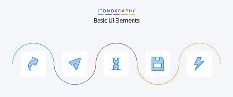Basic Ui Elements Blue 5 Icon Pack Including electric. power. glass. data. memory card vector