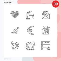 Set of 9 Modern UI Icons Symbols Signs for trave indigenous mail australian anomal Editable Vector Design Elements