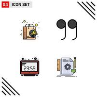 Universal Icon Symbols Group of 4 Modern Filledline Flat Colors of bag computer time shopping clock creative Editable Vector Design Elements