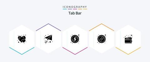 Tab Bar 25 Glyph icon pack including . wallet. dollar. money. plus vector