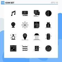 User Interface Pack of 16 Basic Solid Glyphs of map shadow chat photo bubble Editable Vector Design Elements