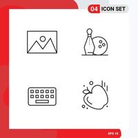 Set of 4 Modern UI Icons Symbols Signs for appliances keyboard house bowling board Editable Vector Design Elements