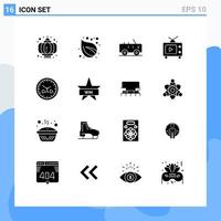 Universal Icon Symbols Group of 16 Modern Solid Glyphs of fathers day clock hummer video television Editable Vector Design Elements