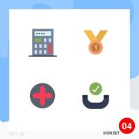 paquete de iconos planos de 4 símbolos universales de cinta de premio de signo de calculadora elementos de diseño vectorial editables médicos vector