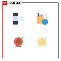 Modern Set of 4 Flat Icons Pictograph of column aim shopping bag iot business Editable Vector Design Elements