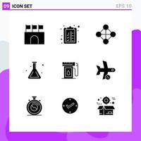 Set of 9 Modern UI Icons Symbols Signs for oil gasoline hierarchy back to school lab Editable Vector Design Elements