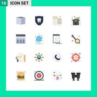 Universal Icon Symbols Group of 16 Modern Flat Colors of communication ecology house tooth eco house tissue Editable Pack of Creative Vector Design Elements