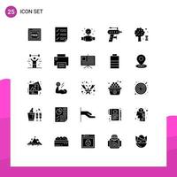 Set of 25 Vector Solid Glyphs on Grid for knowledge tool report perforator plumbing Editable Vector Design Elements