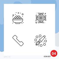 Pictogram Set of 4 Simple Filledline Flat Colors of bowl mobile sweet micro drawing Editable Vector Design Elements