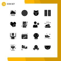 16 iconos creativos, signos y símbolos modernos del apagado del oso del corazón que alojan elementos de diseño vectorial editables vector