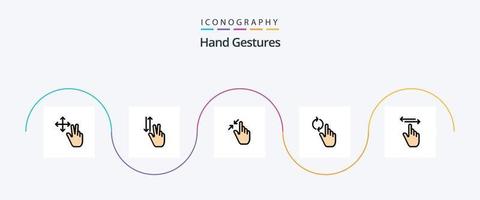 paquete de iconos de 5 planos llenos de línea de gestos de mano que incluye el dedo. actualizar. contrato. mano. toque vector
