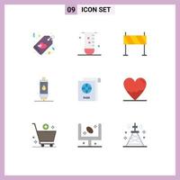 Pictogram Set of 9 Simple Flat Colors of hot water science heater obstacle Editable Vector Design Elements