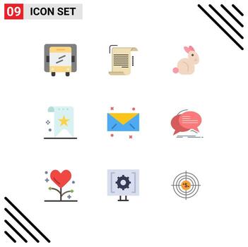 conjunto de 9 iconos modernos de la interfaz de usuario signos de símbolos para la reputación del correo bynny rank elementos de diseño de vectores editables favoritos