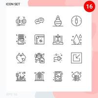 16 Universal Outlines Set for Web and Mobile Applications food churro new year target male Editable Vector Design Elements