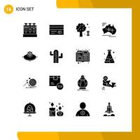 Pictogram Set of 16 Simple Solid Glyphs of business travel knowledge country australia Editable Vector Design Elements