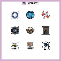 Set of 9 Modern UI Icons Symbols Signs for eggs dvd spacecraft disk alien Editable Vector Design Elements