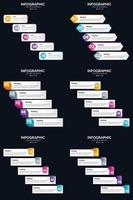 plantilla de diapositiva de presentación del paquete de infografías vectoriales 6 diagramas de ciclo de 5 pasos y líneas de tiempo vector