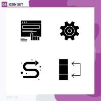 Universal Icon Symbols Group of 4 Modern Solid Glyphs of click arrows web gear indicator Editable Vector Design Elements