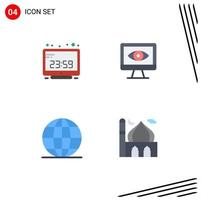 Stock Vector Icon Pack of 4 Line Signs and Symbols for clock global computer time security school Editable Vector Design Elements