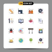 paquete de iconos de vector de stock de 16 signos de línea y símbolos para codificar disco de amor de deporte de boda paquete editable de elementos de diseño de vector creativo