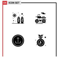 Group of Modern Solid Glyphs Set for beach interface wave transport navigation Editable Vector Design Elements